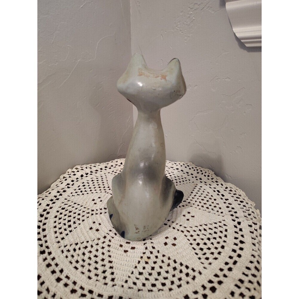 Handpainted Tall Cat Long Neck Folk Art Paper Mache Multicolor Home Decor 8" - Picture 4 of 13